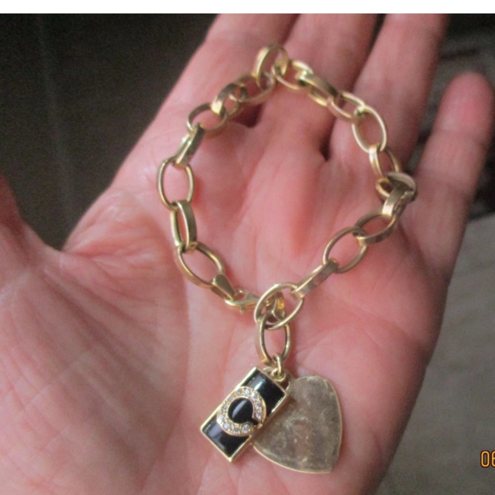Gold Chain Bracelet with Heart Charm 14 k